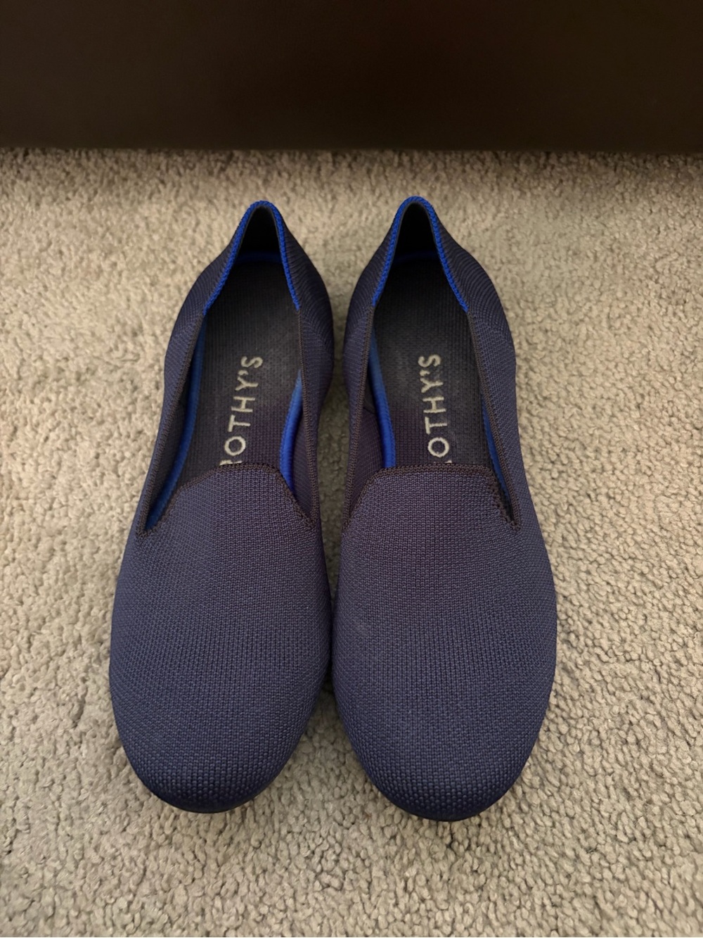 Rothy's Navy Knit Slip-On Flats with Blue Trim